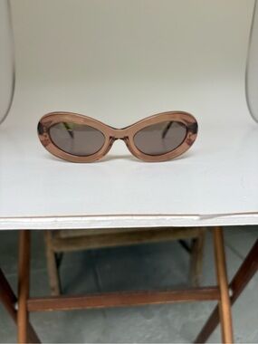 Designer Sunglasses POMS "Giro" Clear Brown Oval Cat Eye UV400